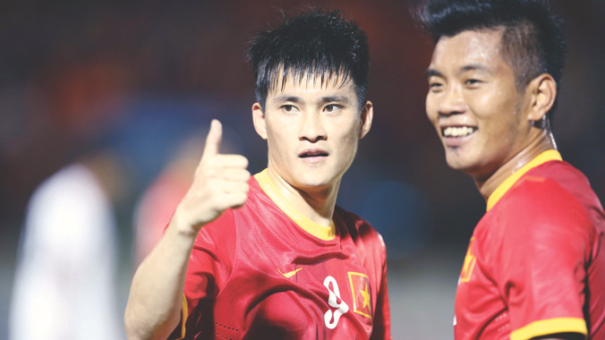 Dù là chủ nhà song Công Vinh và đồng đội không được xem là ứng viên nặng ký cho ngôi vô địch tại AFF cup năm nay. ảnh: VSI 