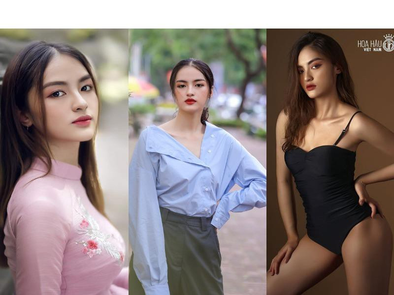 Thí sinh Nguyễn Hà My- Hoa khôi Đại học Ngoại thương tham gia Hoa hậu Việt Nam 2020.