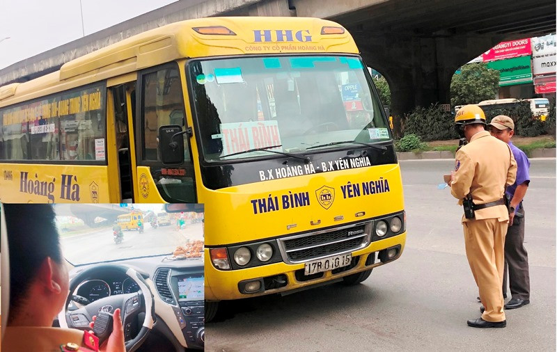CSGT Hà Nội mật phục trên xe cá nhân để xử lý xe khách vi phạm.