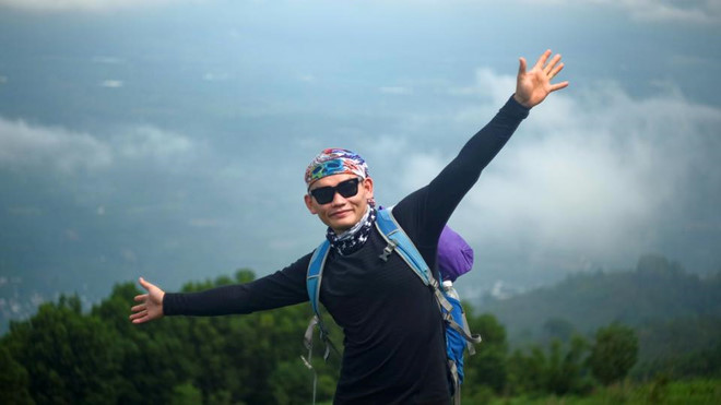 Phượt thủ Thi An Kiện trong một chuyến đi. Ảnh: FBNV