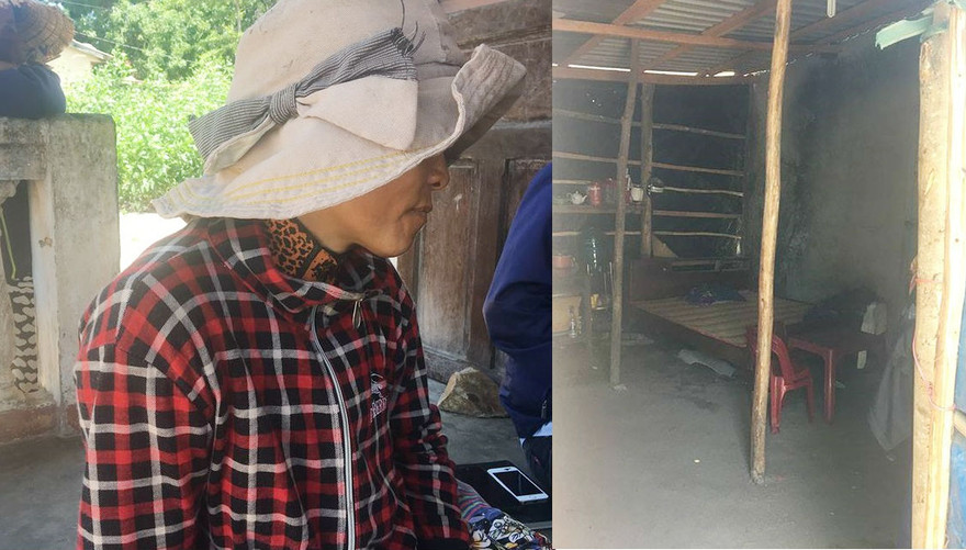 Chị Kh. và chiếc giường nơi đặt bé trai sau khi được sinh ra