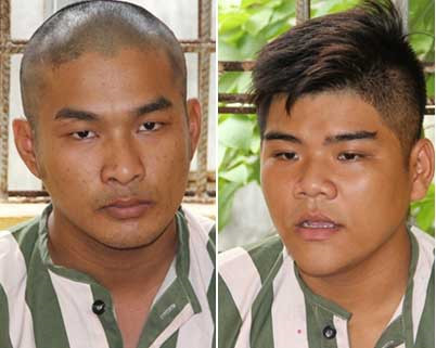 Các nghi phạm tại cơ quan công an