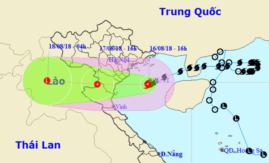 Vị trí và hướng di chuyển của bão số 4. (Ảnh: NCHMF).