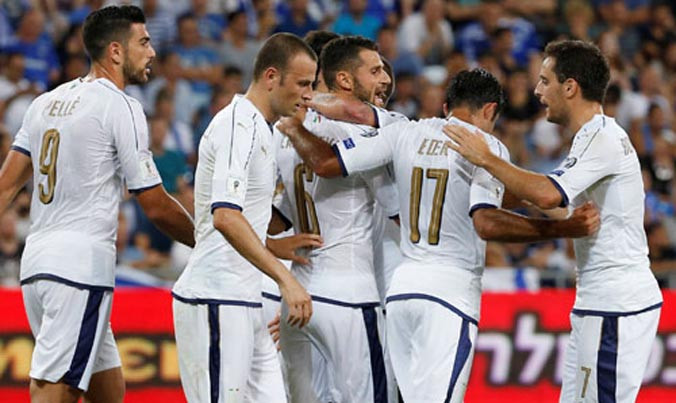 Italy giành chiến thắng nhẹ nhàng trên sân Israel. Ảnh: Reuters.