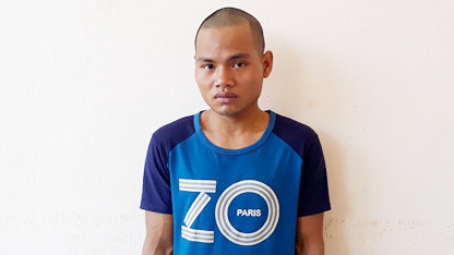 Nghi phạm Hiệp tại cơ quan công an.