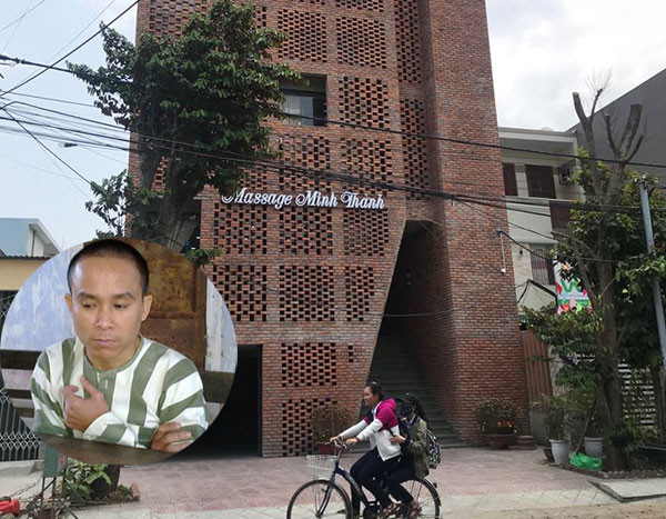Chân dung Võ Văn Hiệu lúc gây ra vụ truy sát người tình và bị Công an tỉnh Quảng Trị bắt giữ (ảnh nhỏ) và cơ sở massager Minh Thành nơi xảy ra vụ án sát hại nữ nhân viên chấn động dư luận Đà Nẵng những ngày qua