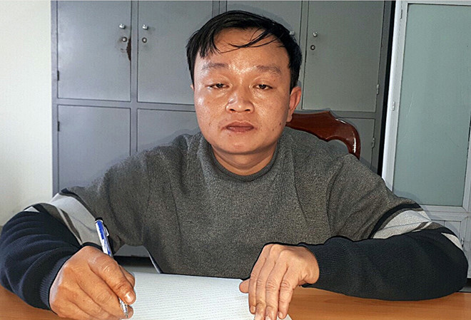 Nguyễn Đình Thương tại cơ quan điều tra. Ảnh: C.A.