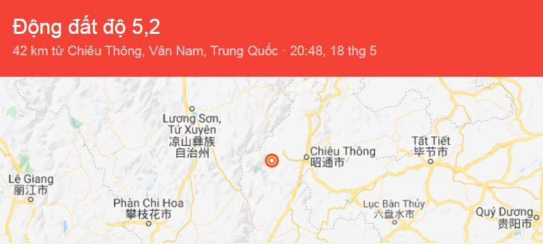 Vị trí xảy ra trận động đất