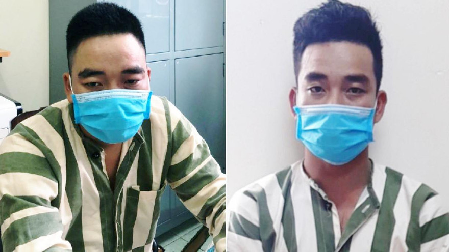 Hai nghi can Quân (trái) và Ngọc trong vụ phá rừng ở Vườn Quốc gia Kon Ka Kinh bị tạm giữ. Ảnh: Công an cung cấp