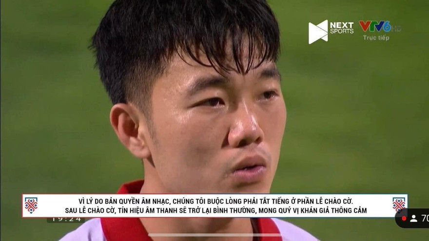 Dòng thông báo trong trận đấu của đội tuyển Việt Nam-Lào.