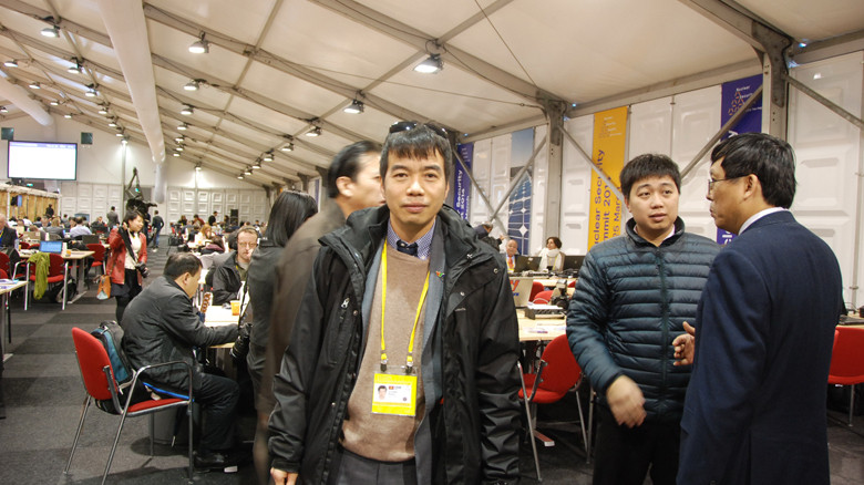 Lê Hồng Quang tại TTBC Hội nghị. Ảnh : XB