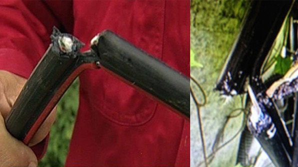 Cáp của VTV cab bị phá hoại. Ảnh: TL