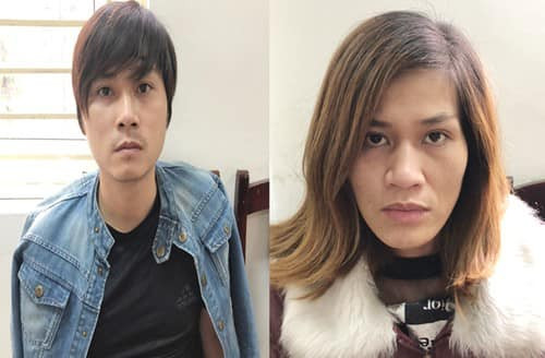 Hai đối tượng tại cơ quan công an. Ảnh Công an TP Hà Nội.