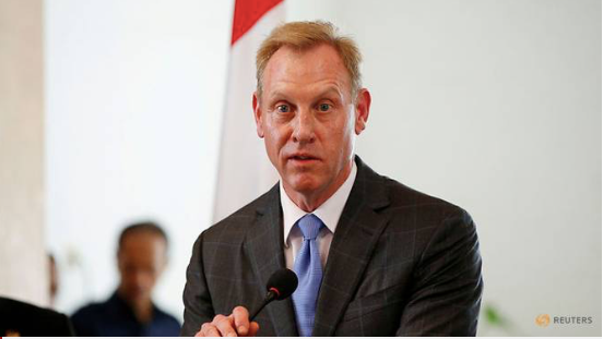 Quyền Bộ trưởng Quốc phòng Mỹ Patrick Shanahan trong lúc phát biểu tại Đối thoại Shangri-La. (Ảnh: Reuters)