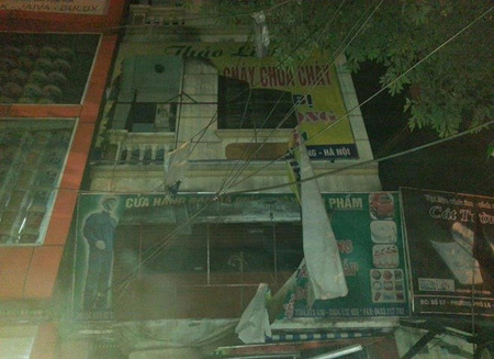 Mặt tiền ngôi nhà có cửa hàng kinh doanh thiết bị phòng cháy chữa cháy ở Hà Đông. Ảnh: Vietnam+/Sơn Bách