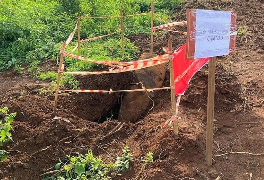 Hiện trường phát hiện quả bom