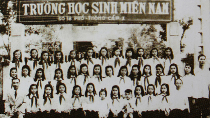 Học sinh trường số 18 Hải Phòng. Thời kỳ đó, Hải Phòng được gọi là thủ đô của học sinh miền Nam với tổng cộng 10 trường học sinh miền Nam trên đất Bắc. Ảnh: Tư liệu.