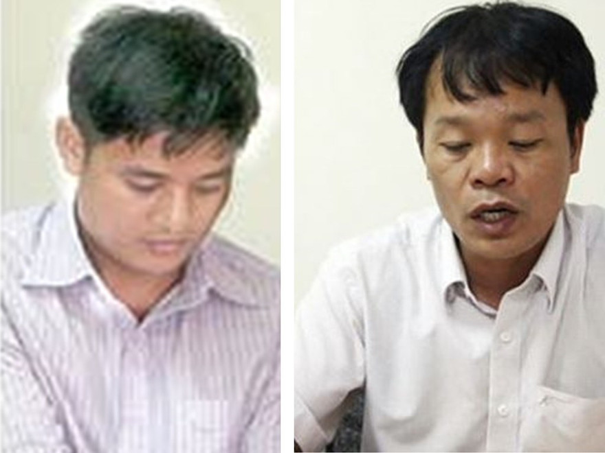 Cáo trạng vừa công bố tại tòa truy cứu trách nhiệm ông Quyết (trái) và ông Đảo. 