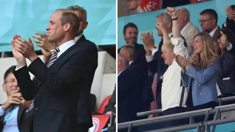 Thủ tướng Anh, hoàng tử William ăn mừng cuồng nhiệt trên khán đài sân Wembley