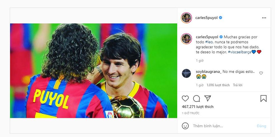 Đây là danh thủ đầu tiên của Barcelona nói lời chia tay Messi