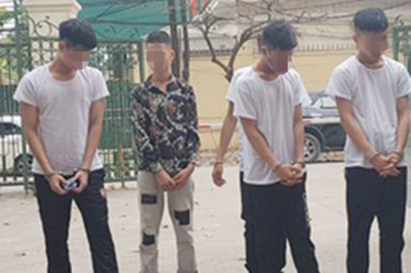 Nhóm thanh niên bị bắt giữ. Ảnh: ANTĐ