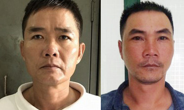 Cương (trái) và Hùng tại cơ quan điều tra