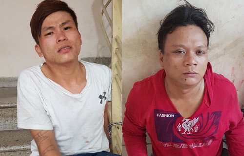 Hai tên cướp tại cơ quan điều tra. Ảnh: Công an