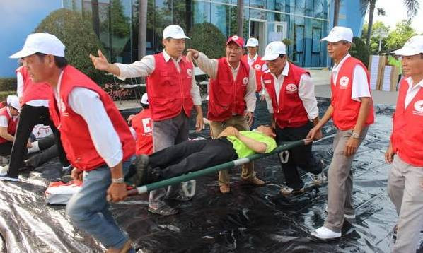 Hình ảnh thực tập chữa cháy tại Khu liên hợp xử lý chất thải Đa Phước.