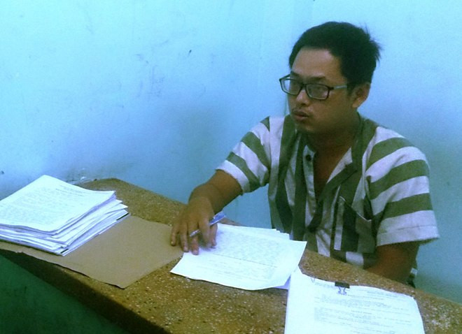 Nghi can Lâm tại cơ quan điều tra. Ảnh CA cung cấp