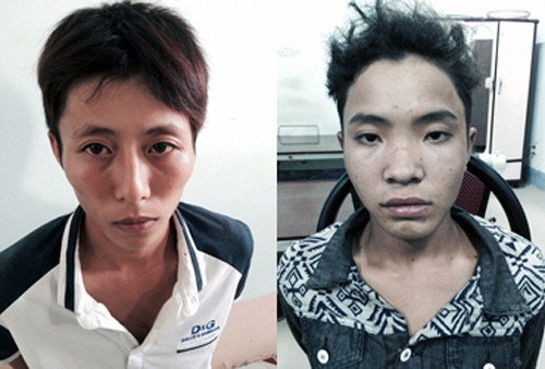 Tiều và Tư tại cơ quan công an. Ảnh: Nguyệt Triều