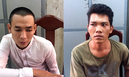 Long và Việt tại cơ quan điều tra. Ảnh: Xuân Ngọc