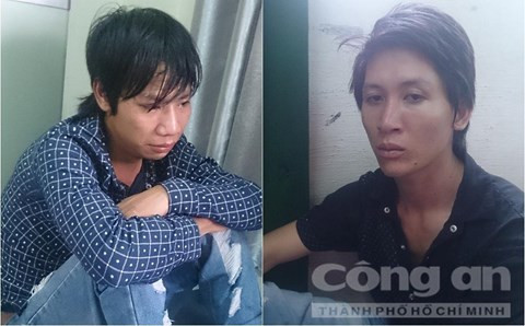 Hai đối tượng tại cơ quan công an - Ảnh: Thiên Long