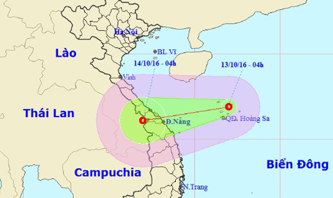 Vị trí và hướng di chuyển của áp thấp nhiệt đới (Ảnh: NCHMF).