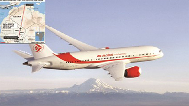 Chuyến bay AH5017 của hãng Air Algeria chở 116 người mất tín hiệu sau khi cất cánh 50 phút và đã rơi ở Mali (nguồn: AFP)