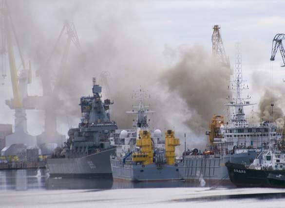 Hiện trường vụ cháy tàu ngầm hạt nhân Orion. (Nguồn: rt.com)