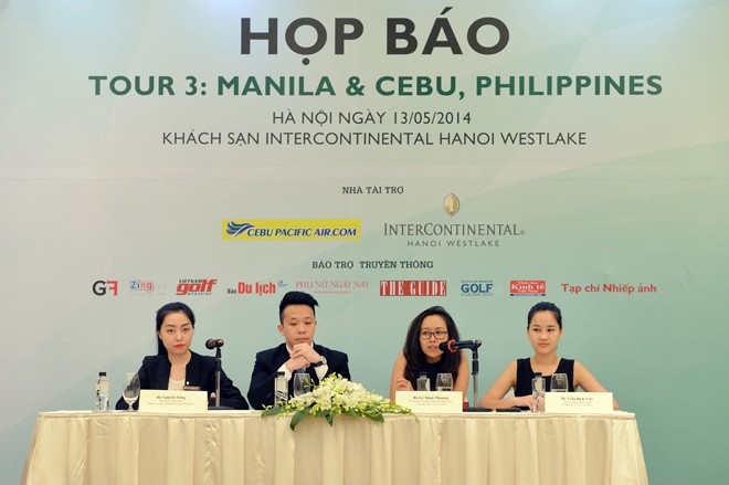 Buổi họp báo công bố chuyến đi tại khách sạn Intercontinential Hanoi Westlake chiều 13/5. 