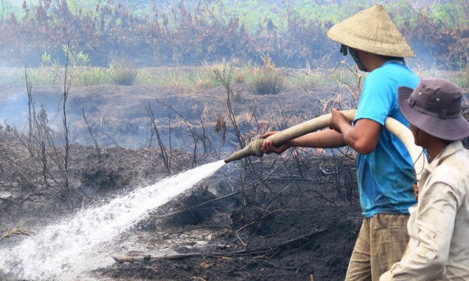 Sau 5 ngày, người dân dập tắt đám cháy lớp than bùn bất thành.