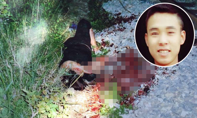 Lý Thị N. đang nằm bên vũng máu với một chân, một tay đứt lìa và Doãn Văn D (ảnh nhỏ) - người được N. thuê 50 triệu để chặt chân, tay