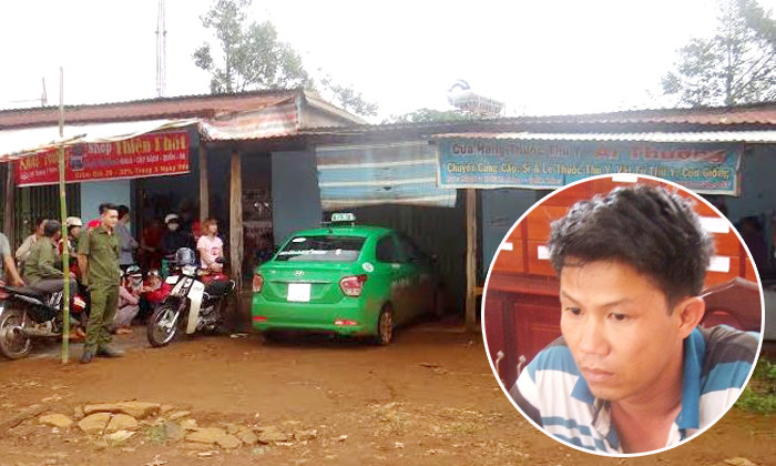 Căn phòng trọ nơi xảy ra vụ việc và nghi can Tám tại cơ quan điều tra. Ảnh: CTV