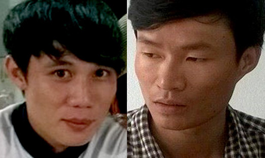 Lê Văn Cảnh đầu thú Công an tỉnh Quảng Ngãi khuya 13/8 và Võ Khắc Tường tại cơ quan điều tra. Ảnh Công an Quảng Ngãi cung cấp