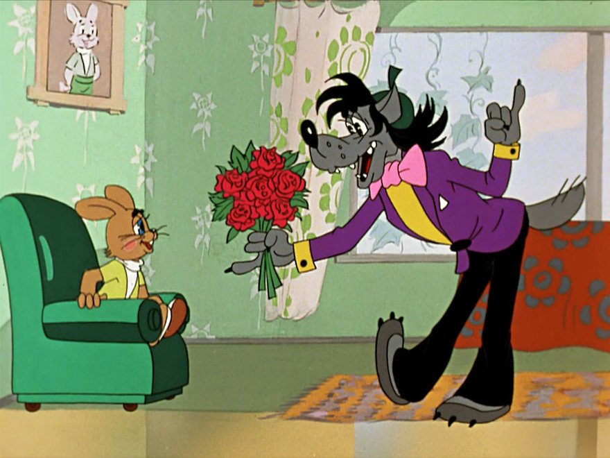 Hai nhân vật Sói và Thỏ đình đám trong "Hãy đợi đấy!".