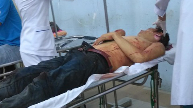 Hải đang được cấp cứu tại Bệnh viện đa khoa Tiền Giang