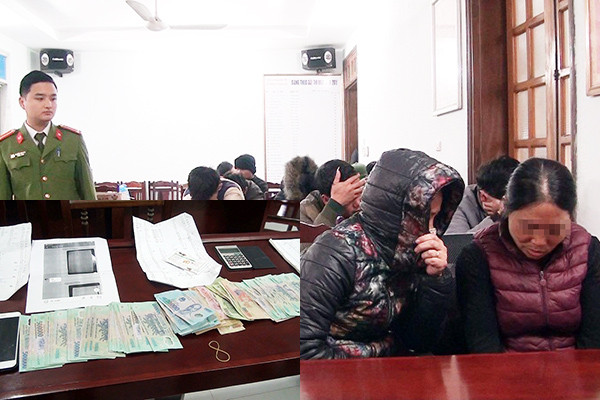 Các đối tượng cùng tang vật. Ảnh: Công an Hưng Yên.