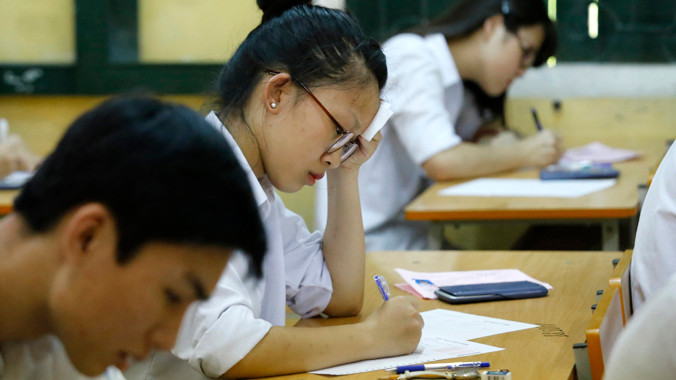 Thi tại hội đồng thi tốt nghiệp trường THPT Quang Trung - Đống Đa - Hà Nội năm 2014. ảnh: Như Ý