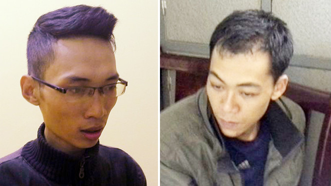 Tuấn Anh và Phong (từ trái qua) tại cơ quan điều tra