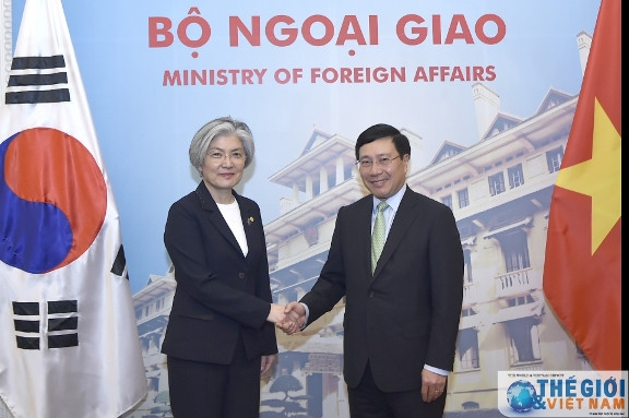 Phó Thủ tướng Phạm Bình Minh tiếp Ngoại trưởng Hàn Quốc Kang Kyung-wha ngày 9/3. (Ảnh: baoquocte)