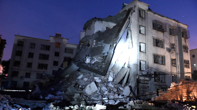 Hiện trường các vụ nổ ở Quảng Tây ngày 30/9. Ảnh: Xinhua.