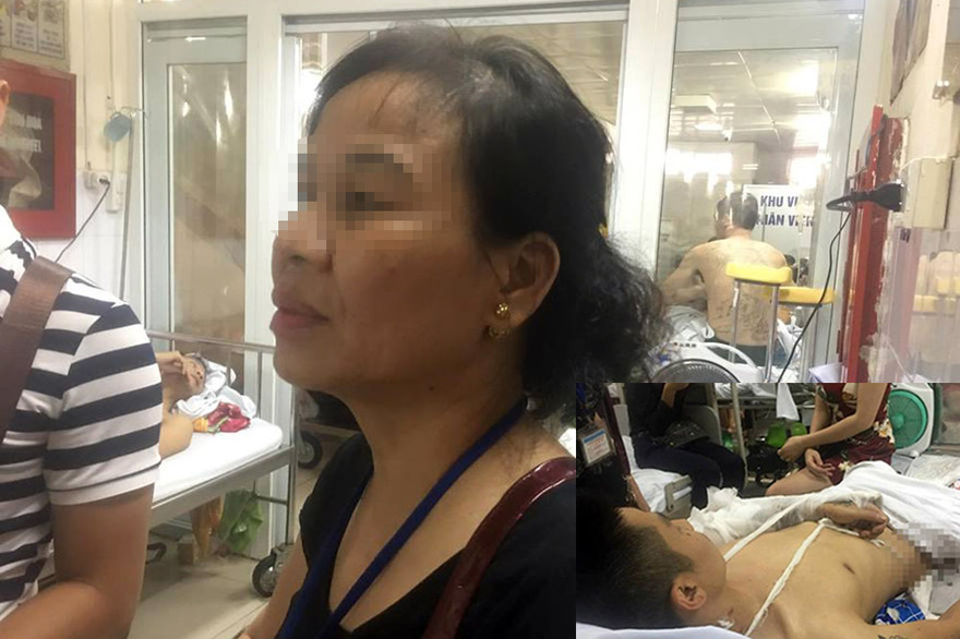 Bà D. mẹ nạn nhân H. không khỏi xót xa con trai đang điều trị trong viện.