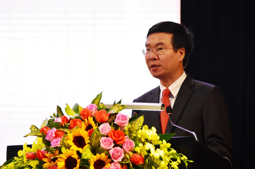 Đồng chí Võ Văn Thưởng, Trưởng Ban Tuyên giáo Trung ương, phát biểu tại Hội thảo - Ảnh: VGP/Thế Phong.