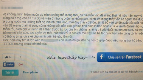 Nhiều cặp hiếm muộn liều lĩnh tìm người mang thai hộ trên mạng.